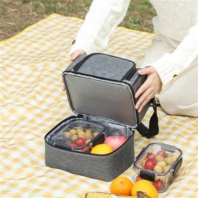 Double Layer Portable Lunch Insulated Bag