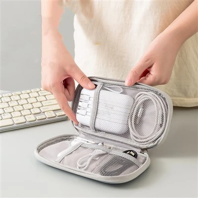 Lightweight Travel PU Leather Cable Pouch