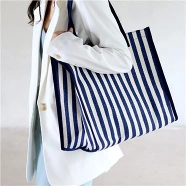 Shopping Shoulder Bag Tote Striped Handbag