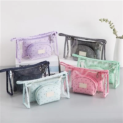3pcs Cosmetic Bag Set Clear PVC Travel
